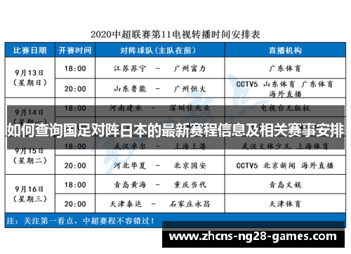 如何查询国足对阵日本的最新赛程信息及相关赛事安排